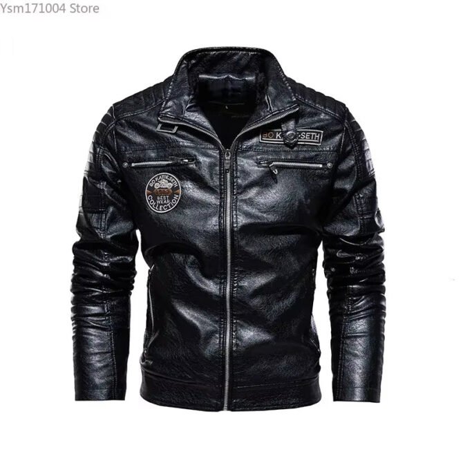Winter Men'S PU Jacket Solid Color Lapel Plush and Thick Men Sports Jacket plus Size 7XL Motorcycle Leather Jacket Men Clothing