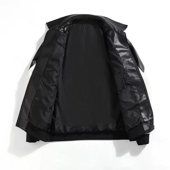 Autumn and Winter Hip Hop Men'S Faux Leather Jacket, Padded Windbreaker, Motorcycle Biker Bomber Coat