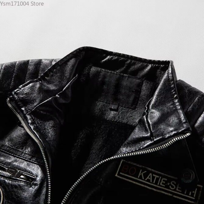 Winter Men'S PU Jacket Solid Color Lapel Plush and Thick Men Sports Jacket plus Size 7XL Motorcycle Leather Jacket Men Clothing