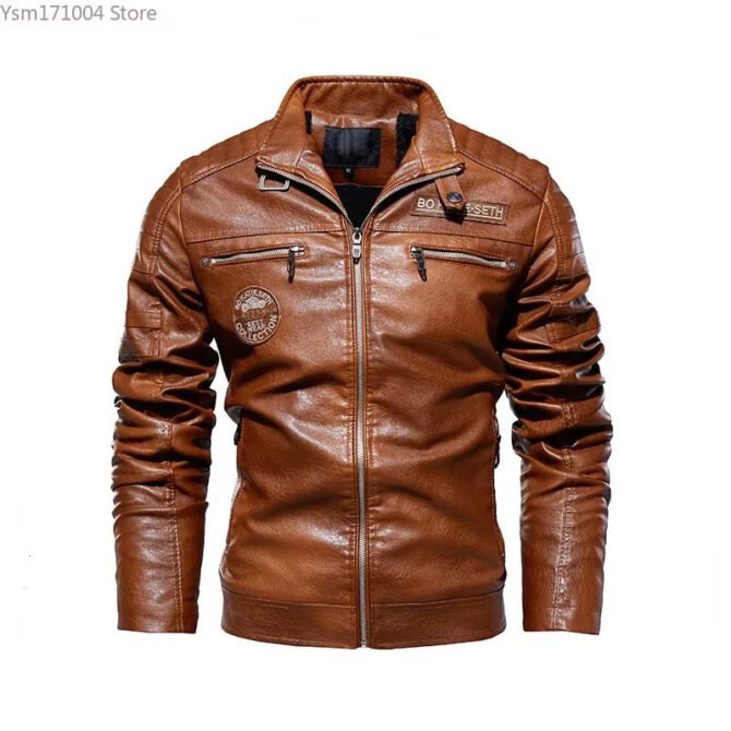 Winter Men'S PU Jacket Solid Color Lapel Plush and Thick Men Sports Jacket plus Size 7XL Motorcycle Leather Jacket Men Clothing