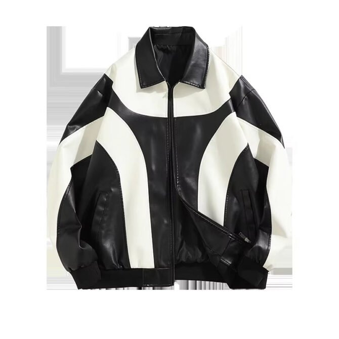 Autumn and Winter Hip Hop Men'S Faux Leather Jacket, Padded Windbreaker, Motorcycle Biker Bomber Coat