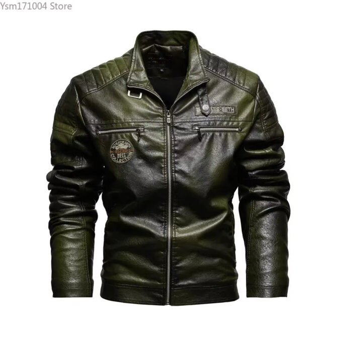 Winter Men'S PU Jacket Solid Color Lapel Plush and Thick Men Sports Jacket plus Size 7XL Motorcycle Leather Jacket Men Clothing