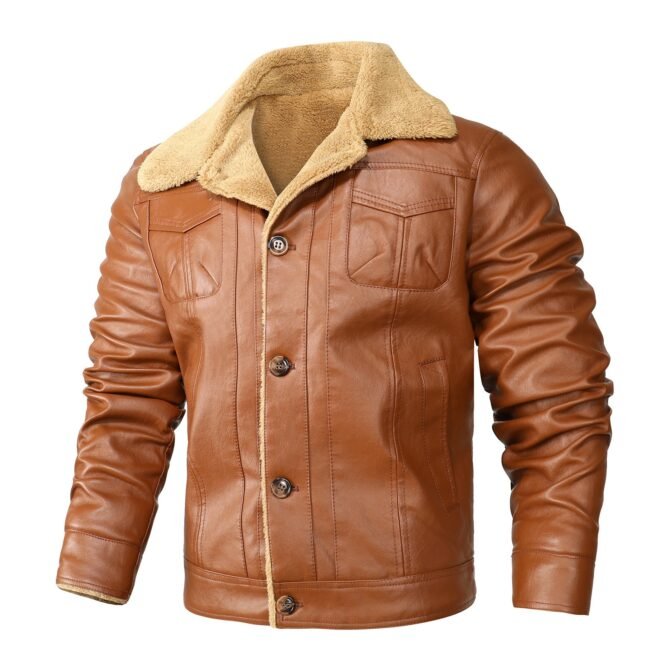 Men's Casual Leather Jacket – Slim Fit, Stylish & Warm Outerwear