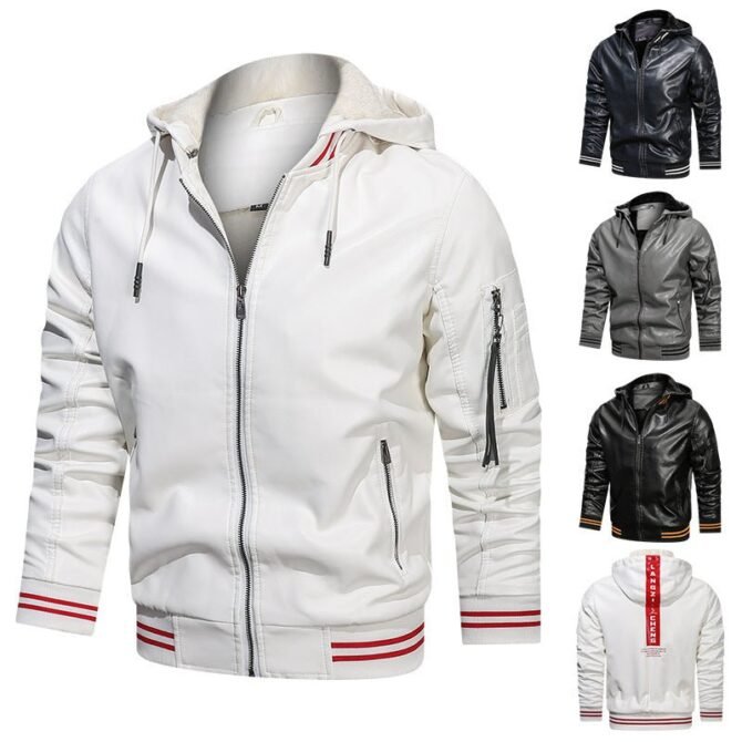 Stylish and Functional Leather Accessories in White, Gray, Black, and Blue